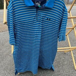 Underarmour Polo Shirt Men’s Blue Stripes Large Loose Fit Gently Used